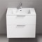 Wall Mounted Bathroom Vanity, Modern, Glossy White, 28 Inch